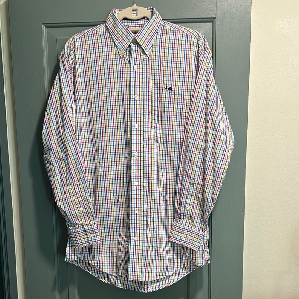 Men’s M. Dumas & Sons Multicolor Plaid Button Down Shirt Size M